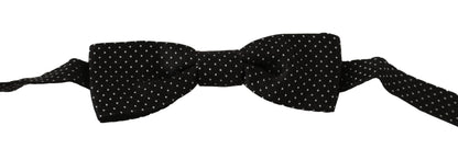 Dolce &amp; Gabbana Élégant nœud papillon en soie à pois noirs