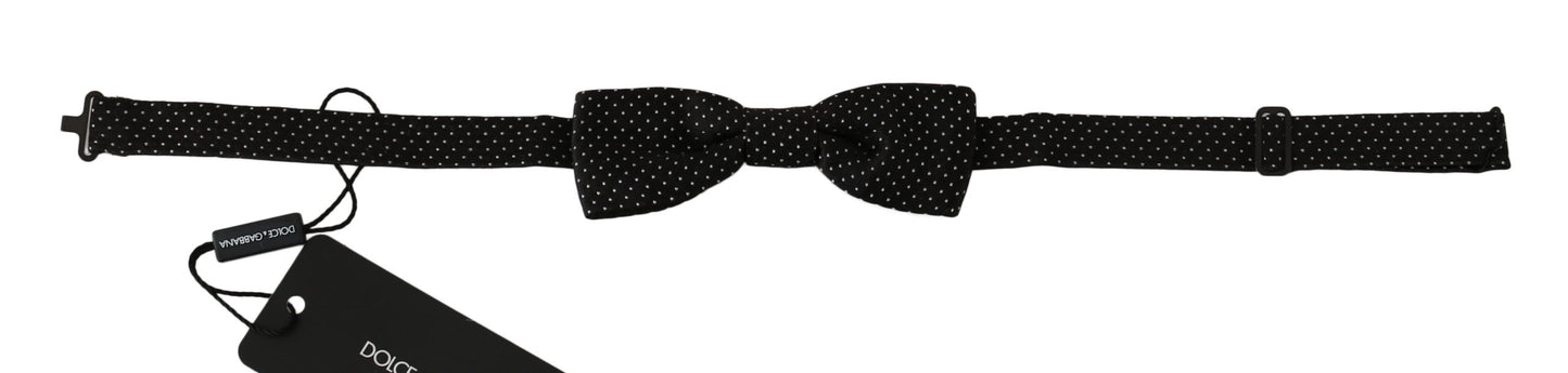Dolce &amp; Gabbana Élégant nœud papillon en soie à pois noirs