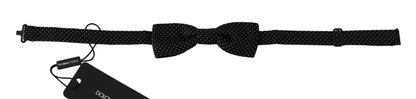 Dolce &amp; Gabbana Élégant nœud papillon en soie à pois noirs