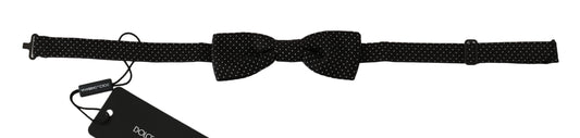 Dolce &amp; Gabbana Élégant nœud papillon en soie à pois noirs