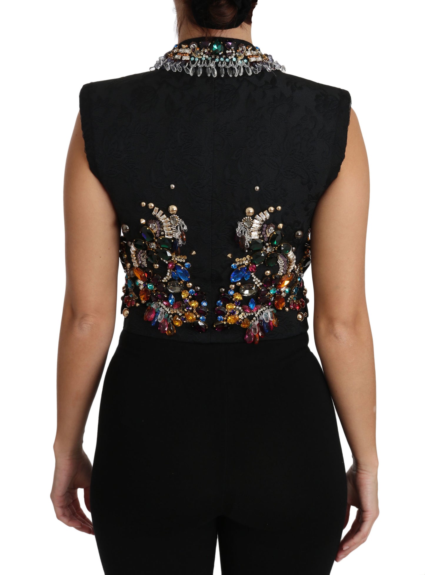 Dolce &amp; Gabbana Black Crystal Sicily Vest Waistcoat