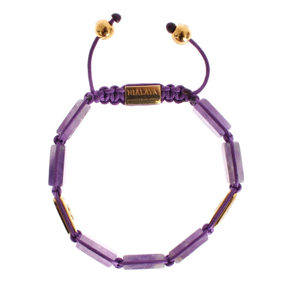 Bracelet Nialaya éblouissant en diamant plaqué or et améthyste