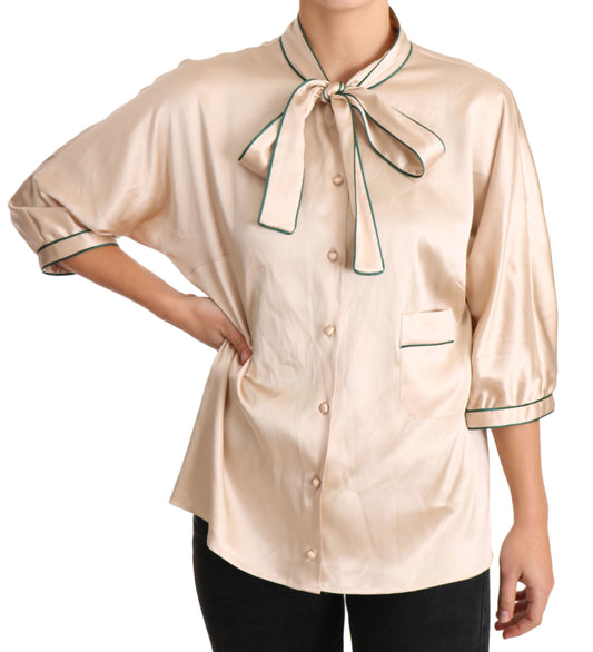 Dolce &amp; Gabbana - Chemisier élégant en soie mélangée beige