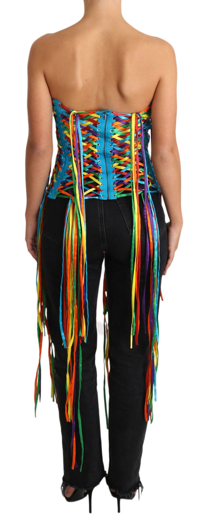 Dolce &amp; Gabbana Multicolor Thongs Bustier Polyester Corset Top