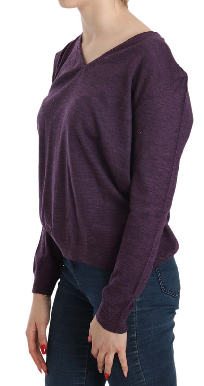 BYBLOS Élégant chemisier violet en laine à col en V