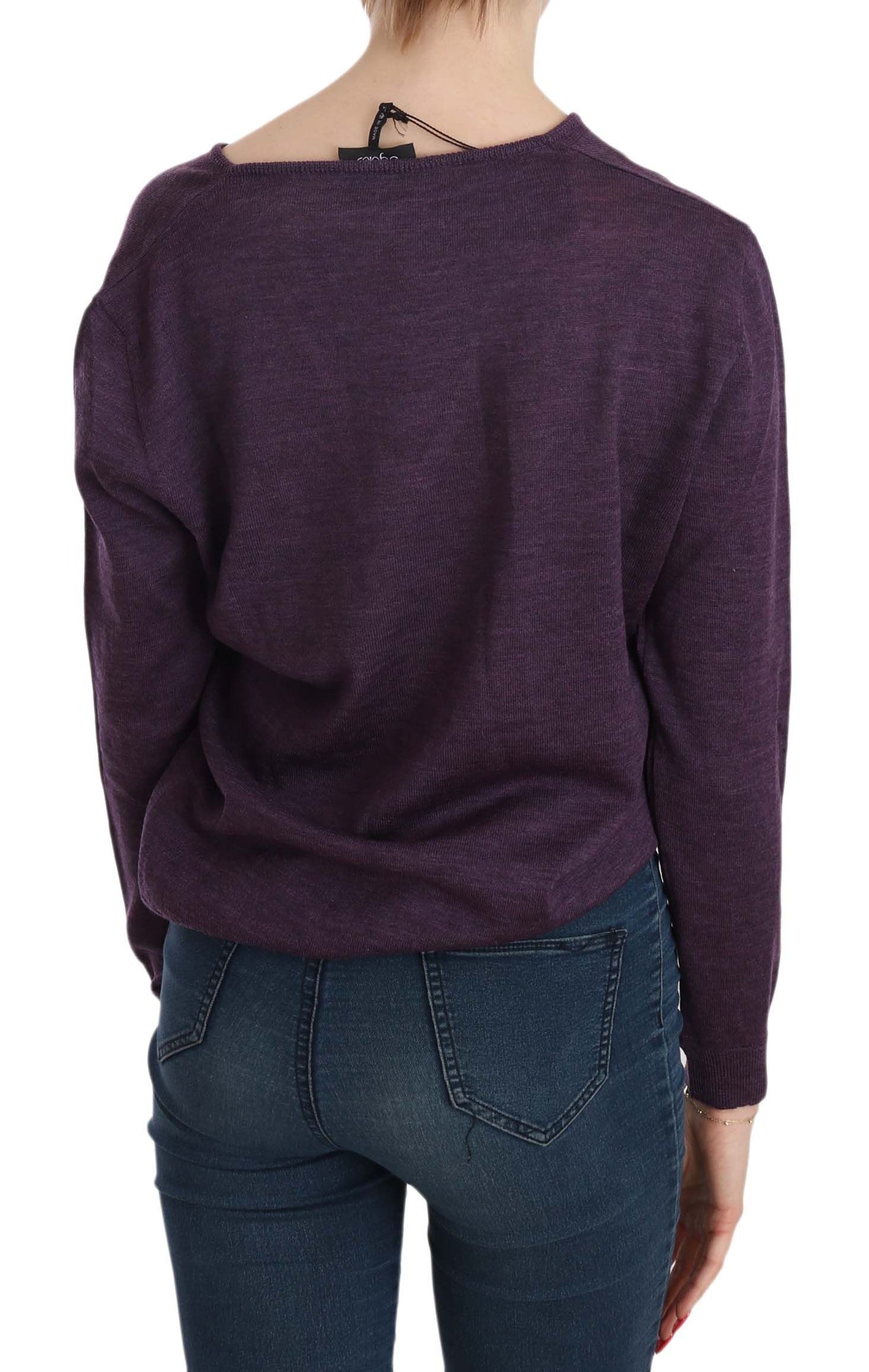 BYBLOS Élégant chemisier violet en laine à col en V