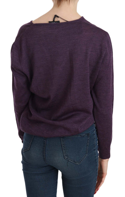 BYBLOS Élégant chemisier violet en laine à col en V