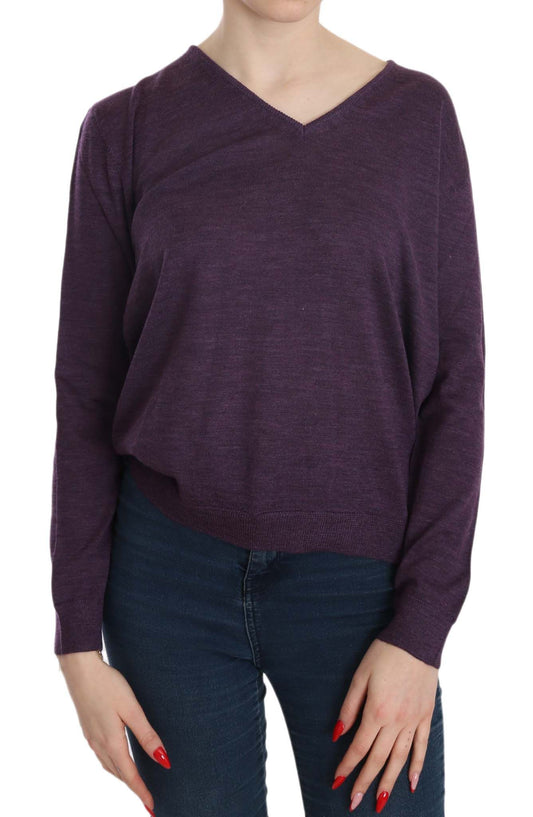 BYBLOS Élégant chemisier violet en laine à col en V
