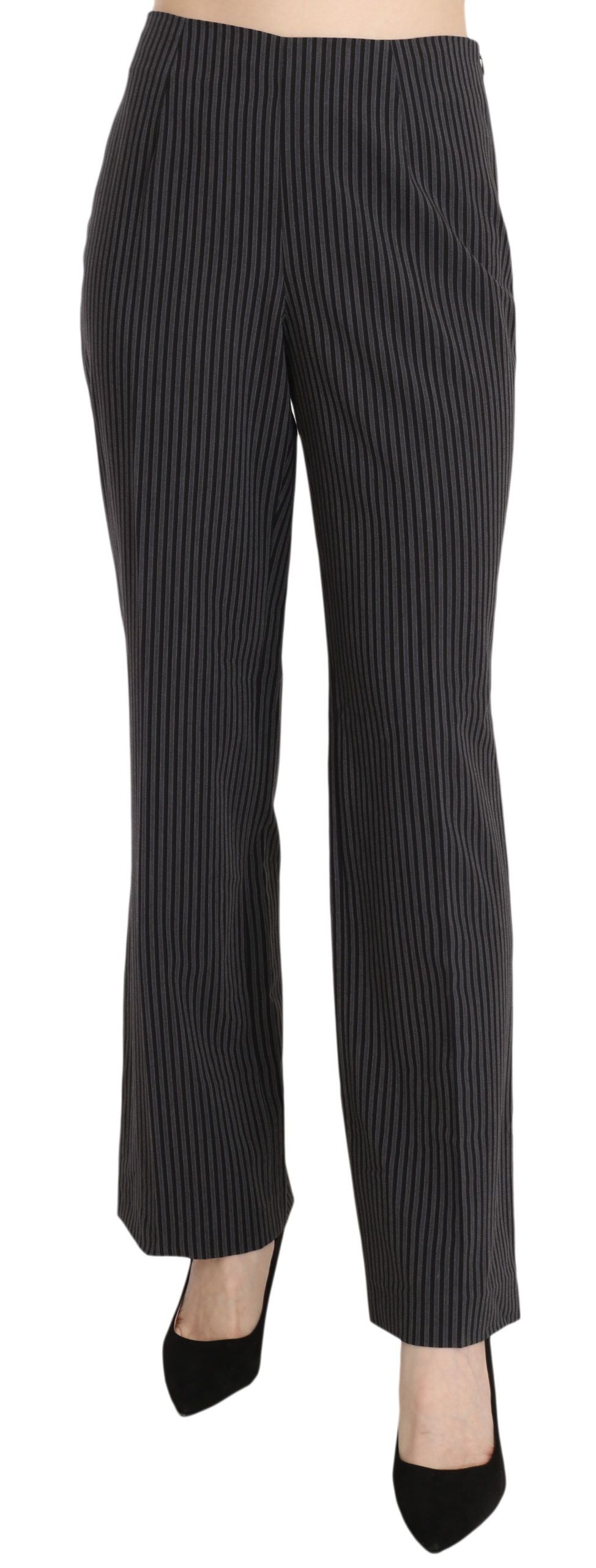 BENCIVENGA Black Striped Cotton Stretch Dress Trousers Pants
