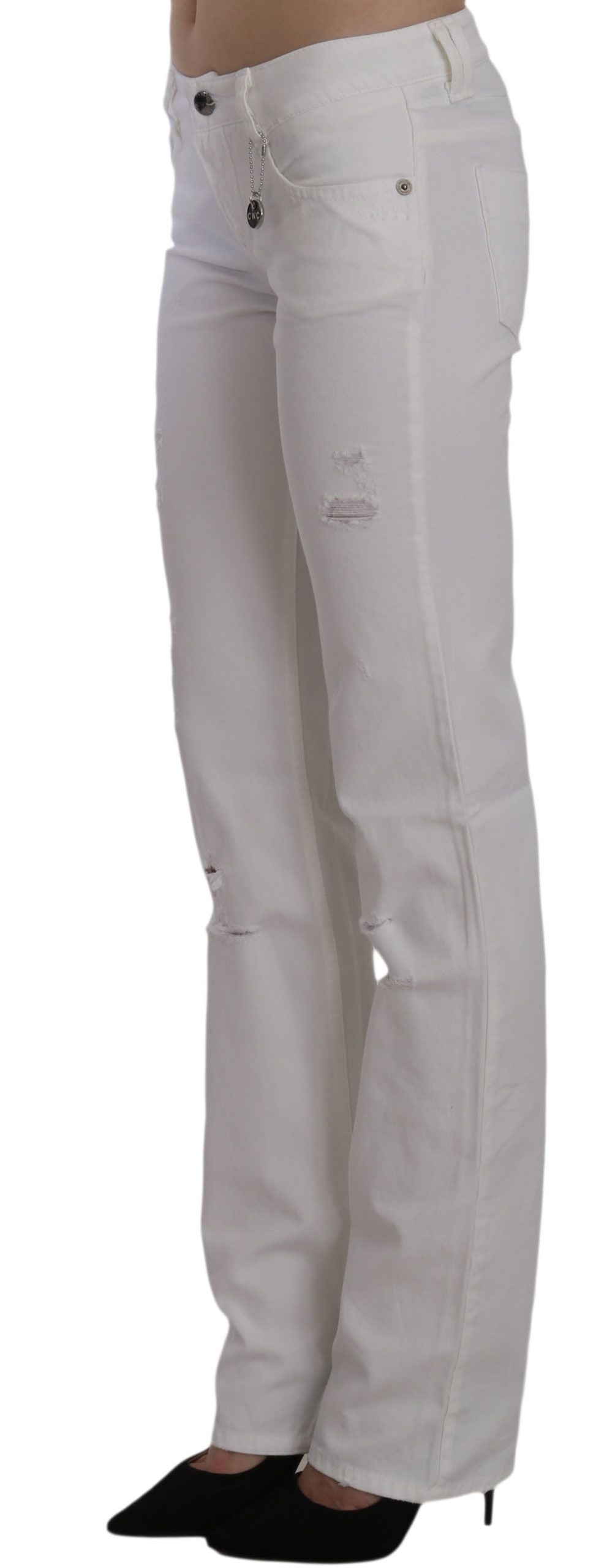 Costume National Chic Jean Slim Blanc en Coton