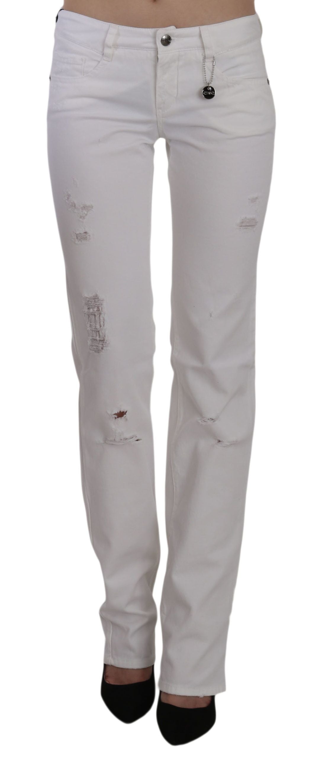 Costume National Chic Jean Slim Blanc en Coton