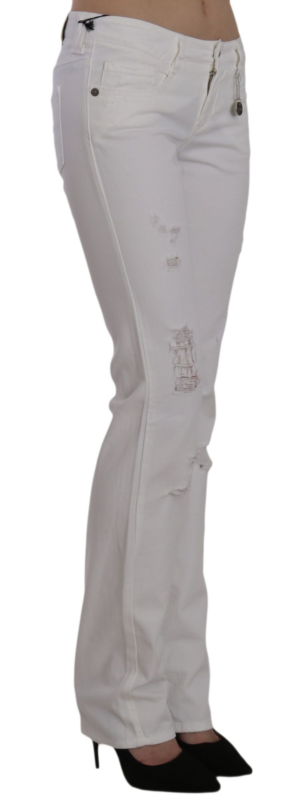 Costume National Chic Jean Slim Blanc en Coton