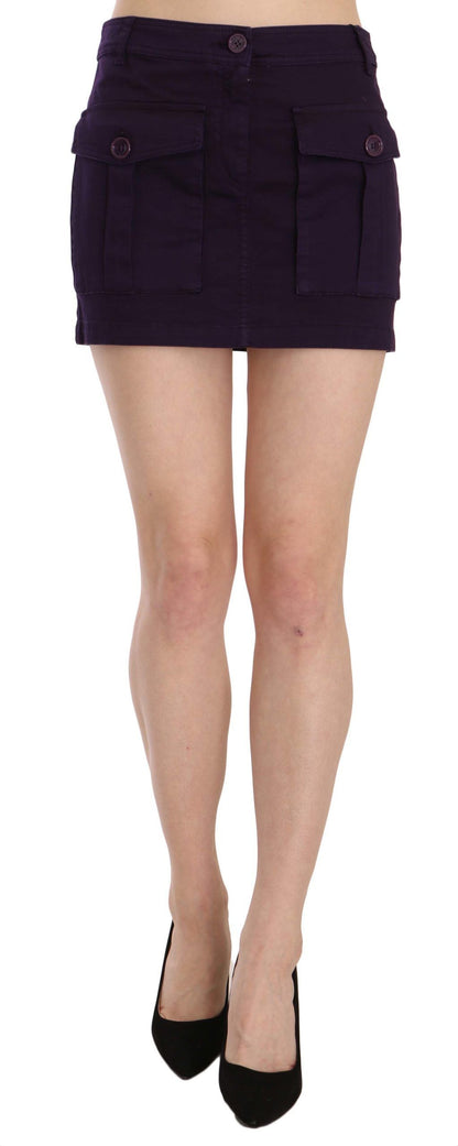 GF Ferre - Mini-jupe trapèze taille haute violette élégante