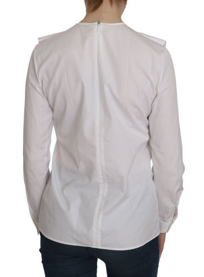 Haut élégant à col rond en coton blanc Dsquared²
