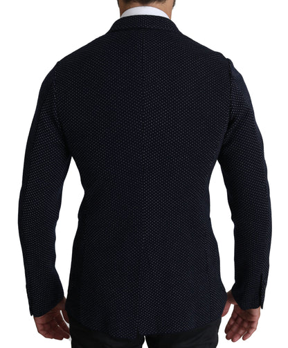Dolce & Gabbana Dark Blue Dotted Double Breasted Coat Blazer by Dolce & Gabbana