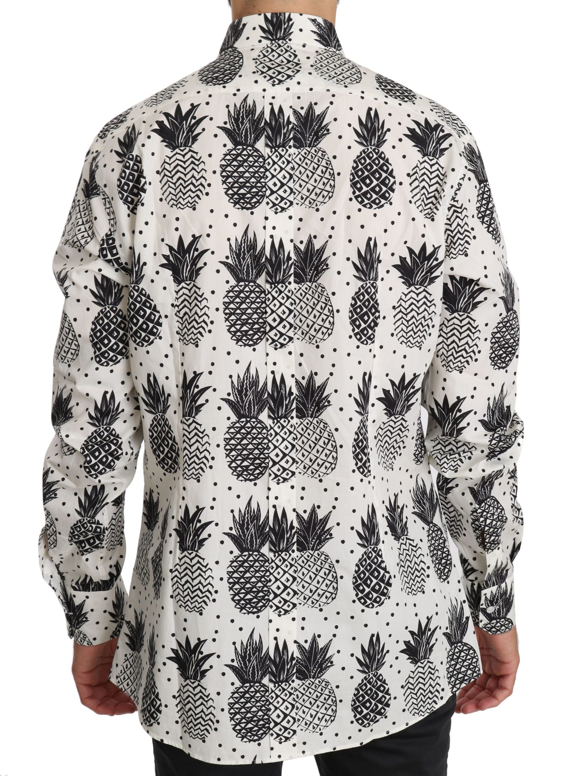 Dolce & Gabbana White Pineapple Cotton Top Shirt by Dolce & Gabbana