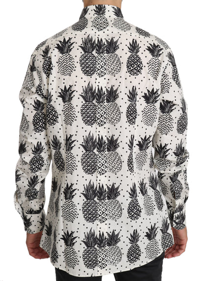 Dolce & Gabbana White Pineapple Cotton Top Shirt by Dolce & Gabbana