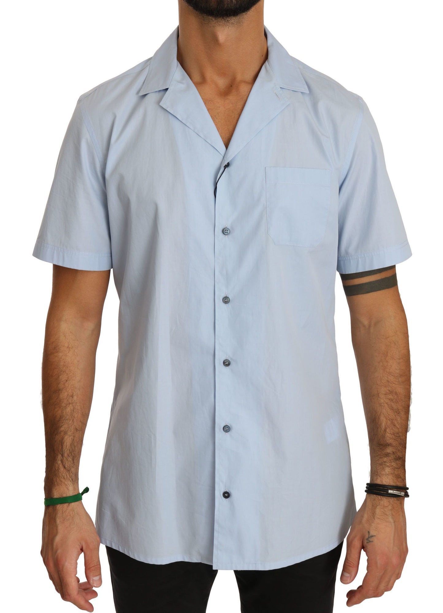 Dolce & Gabbana Blue Short Sleeve 100% Cotton Top Shirt by Dolce & Gabbana