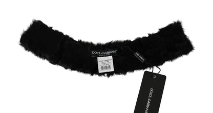 Écharpe élégante en cuir d'agneau noir Dolce &amp; Gabbana