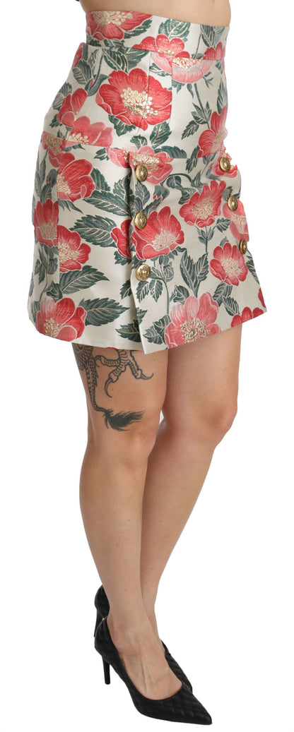 Jupe taille haute à fleurs blanches élégantes Dolce &amp; Gabbana