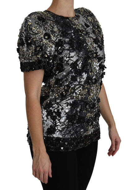 Dolce &amp; Gabbana Haut ras du cou orné de cristaux et de paillettes