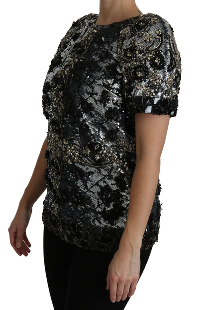 Dolce &amp; Gabbana Haut ras du cou orné de cristaux et de paillettes