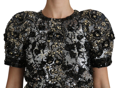 Dolce &amp; Gabbana Haut ras du cou orné de cristaux et de paillettes