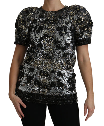 Dolce &amp; Gabbana Haut ras du cou orné de cristaux et de paillettes