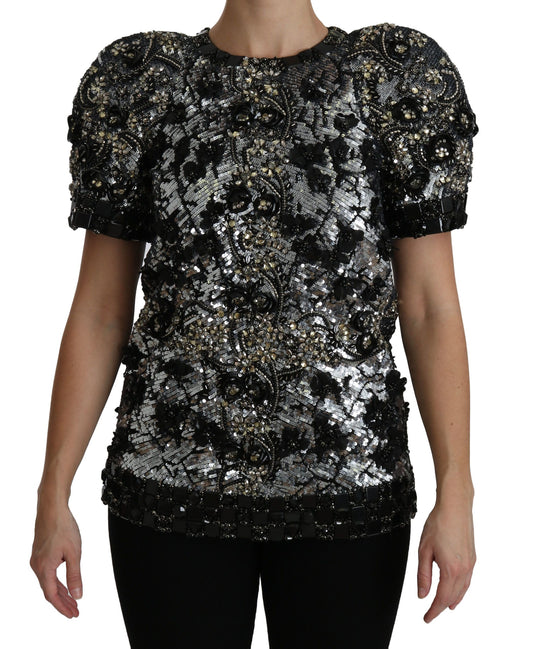 Dolce &amp; Gabbana Haut ras du cou orné de cristaux et de paillettes