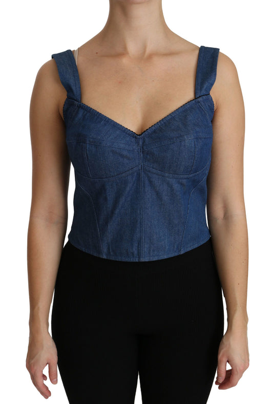 Dolce &amp; Gabbana - Élégant haut bustier sans manches bleu