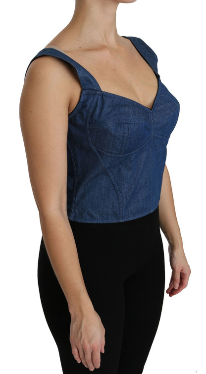 Dolce &amp; Gabbana - Élégant haut bustier sans manches bleu