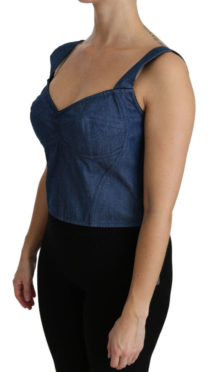 Dolce &amp; Gabbana - Élégant haut bustier sans manches bleu