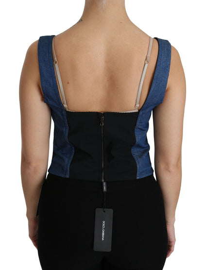 Dolce &amp; Gabbana - Élégant haut bustier sans manches bleu