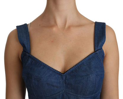Dolce &amp; Gabbana - Élégant haut bustier sans manches bleu