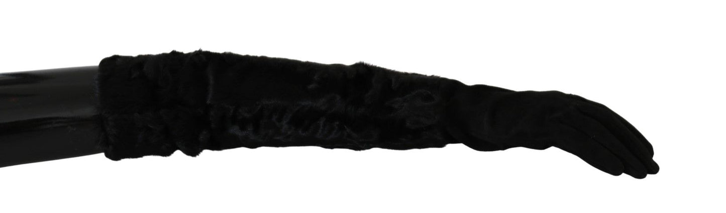 Gants élégants en daim Dolce &amp; Gabbana jusqu'aux coudes