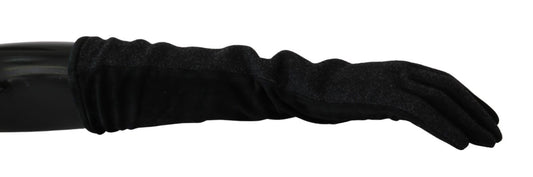 Gants mi-longs élégants en laine noire Dolce &amp; Gabbana