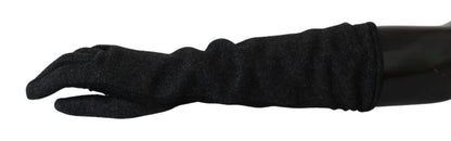 Gants mi-longs élégants en laine noire Dolce &amp; Gabbana