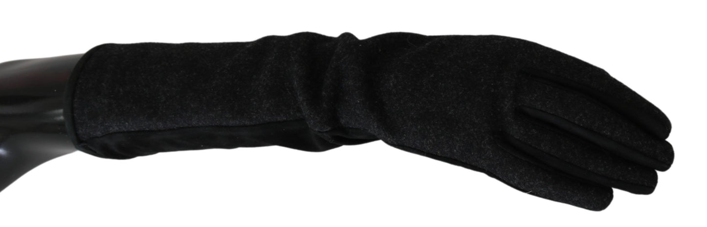 Gants mi-longs élégants en laine noire Dolce &amp; Gabbana