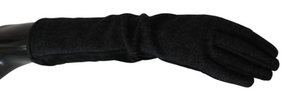 Gants mi-longs élégants en laine noire Dolce &amp; Gabbana