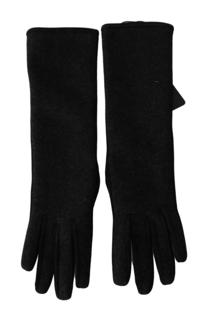 Gants mi-longs élégants en laine noire Dolce &amp; Gabbana