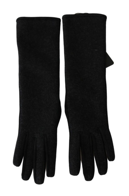 Gants mi-longs élégants en laine noire Dolce &amp; Gabbana