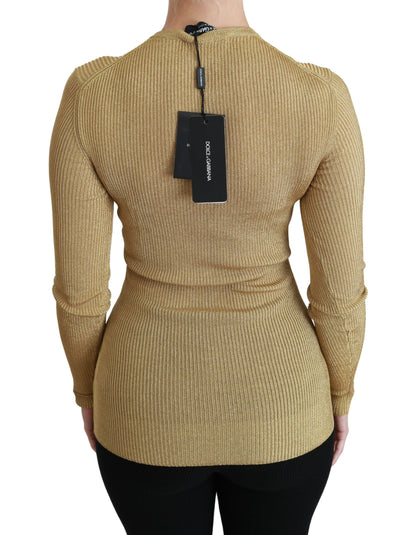 Dolce &amp; Gabbana élégant cardigan doré à manches longues