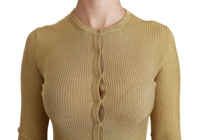 Dolce &amp; Gabbana élégant cardigan doré à manches longues