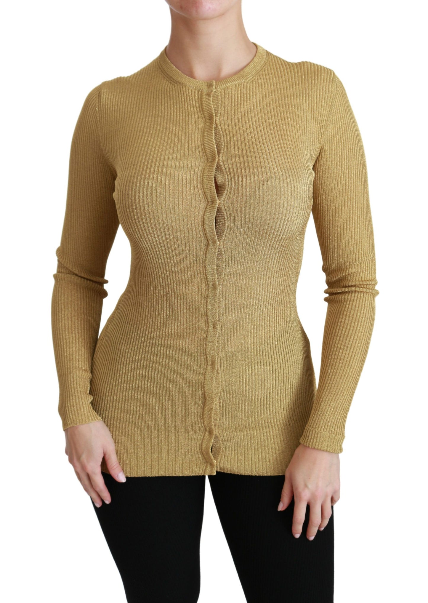 Dolce &amp; Gabbana élégant cardigan doré à manches longues
