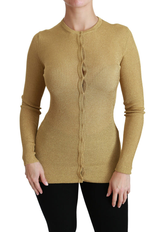 Dolce &amp; Gabbana élégant cardigan doré à manches longues