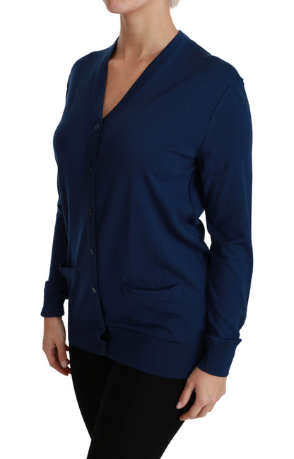 Dolce &amp; Gabbana Élégant cardigan en laine vierge bleue