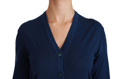 Dolce &amp; Gabbana Élégant cardigan en laine vierge bleue
