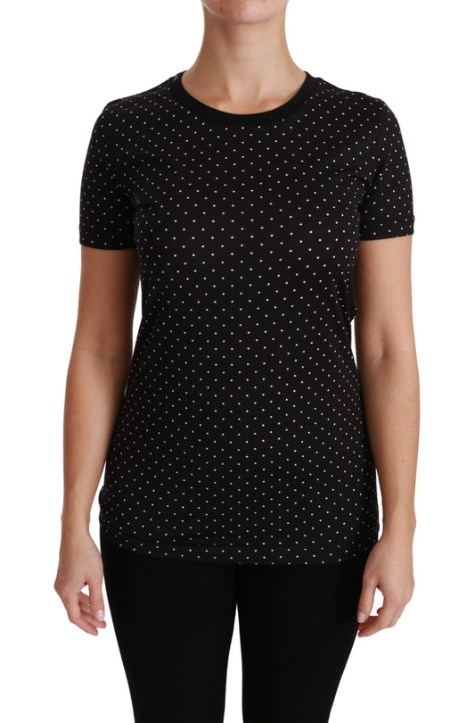 T-shirt ras du cou en coton noir à pois Dolce &amp; Gabbana Chic