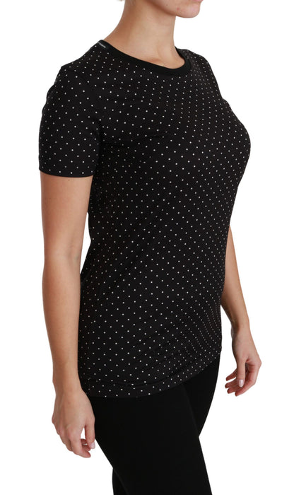 T-shirt ras du cou en coton noir à pois Dolce &amp; Gabbana Chic