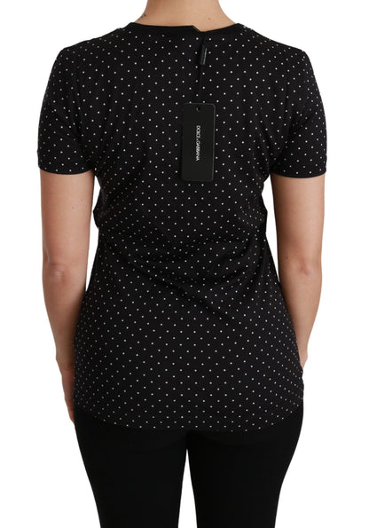 T-shirt ras du cou en coton noir à pois Dolce &amp; Gabbana Chic
